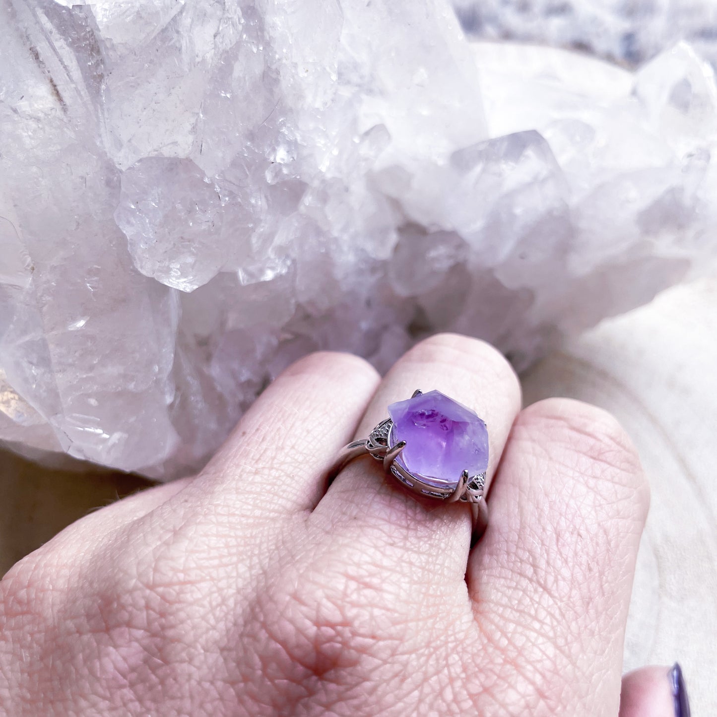 Amethyst Rohstein Ring