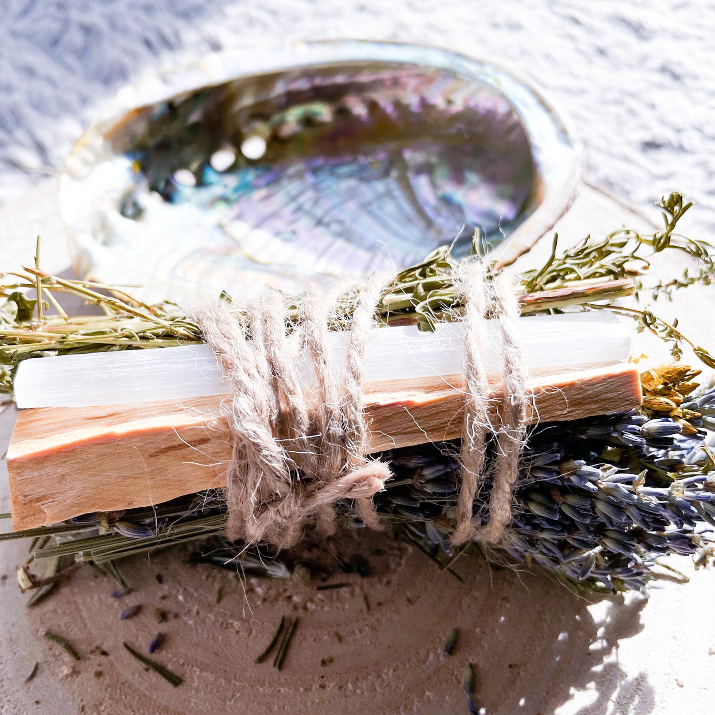 Incense stick with Selenite and Palo Santo