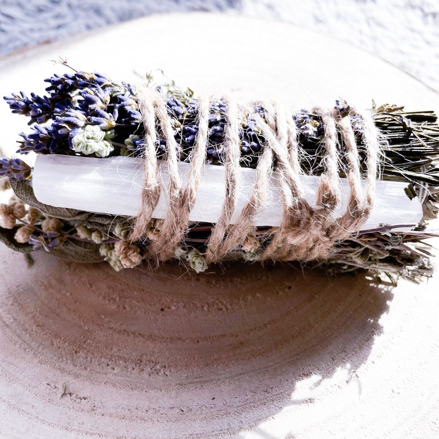 Incense stick with selenite stick